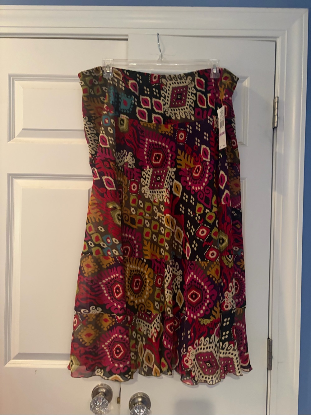 Ruby Rd. Multicolor Geometric Midi Skirt in Pink, Green, Yellow, Black, Cream